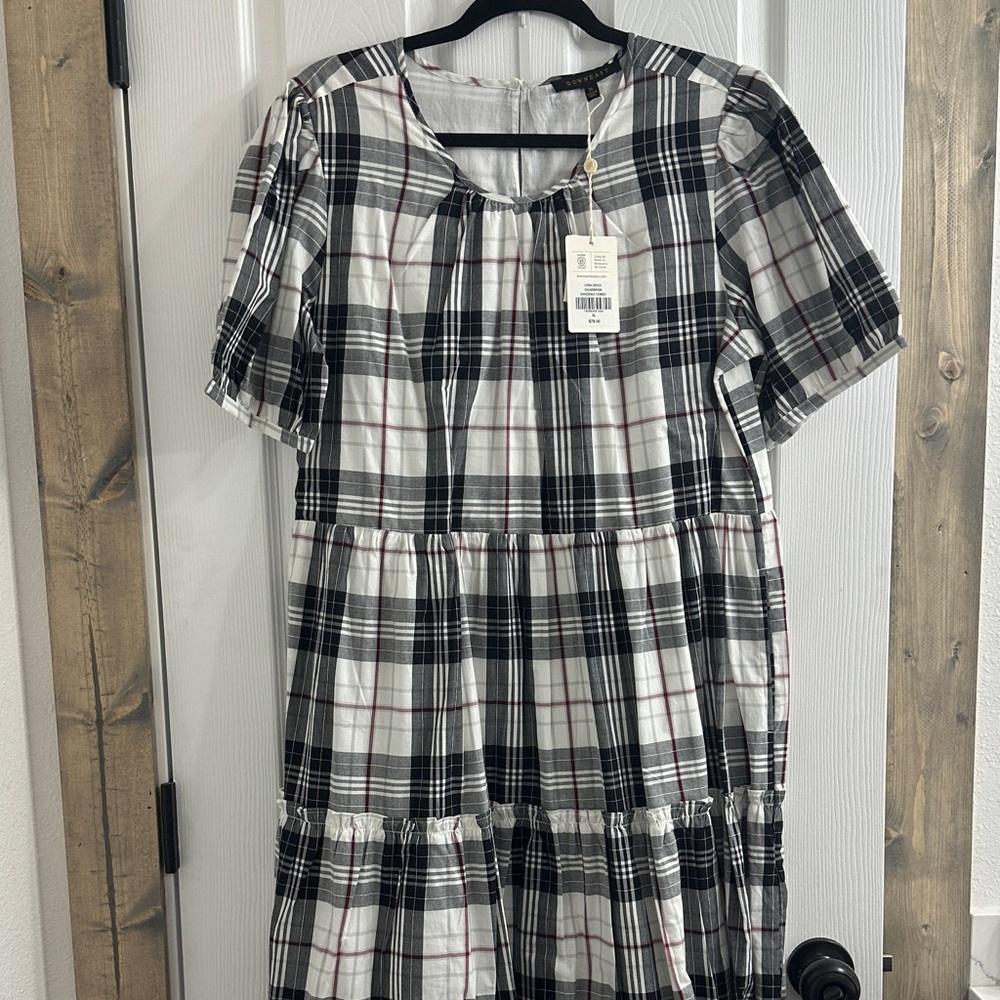 DownEast Black and White Plaid Dress